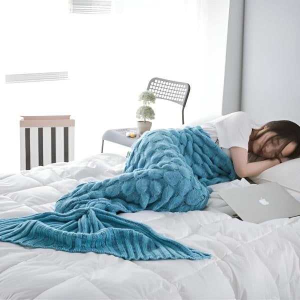 Knitting Blanket in the Shape of a Mermaid