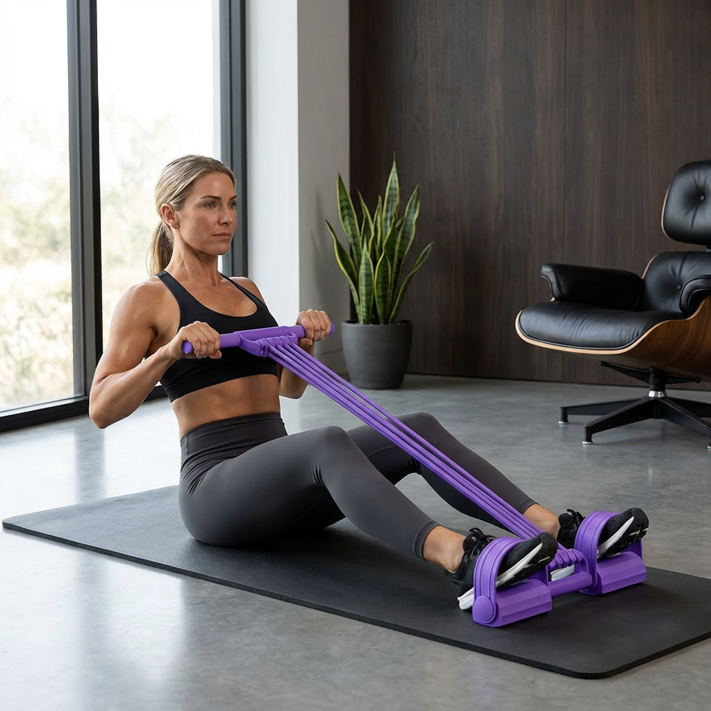 All-in-one resistance band with foot pedals – for full body workouts