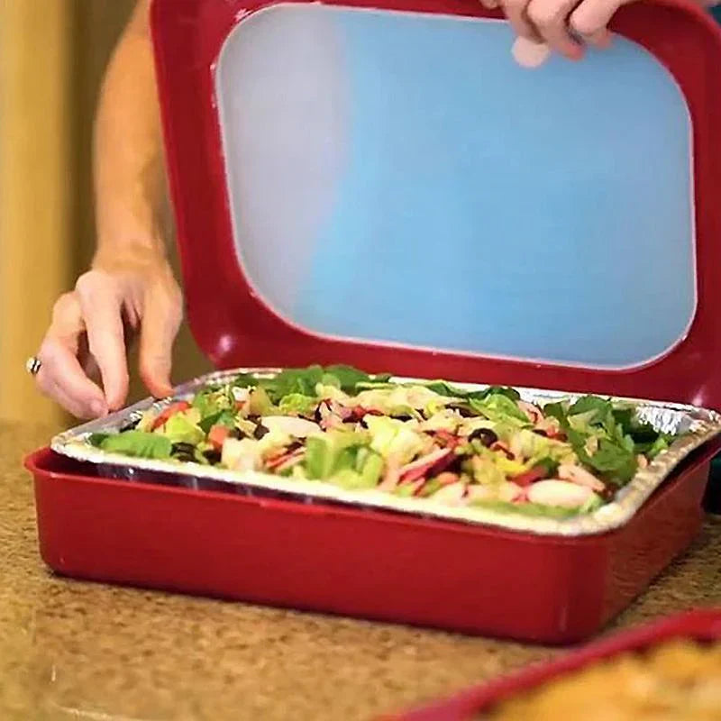 Reusable storage box with aluminum tray