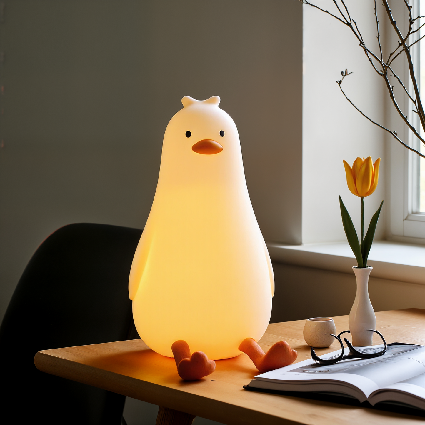 Softly Glowing Night Light in the Shape of a Duck