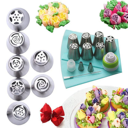 Stainless Steel Piping Nozzle Set for Creative Cake Decorating (13 Pieces)