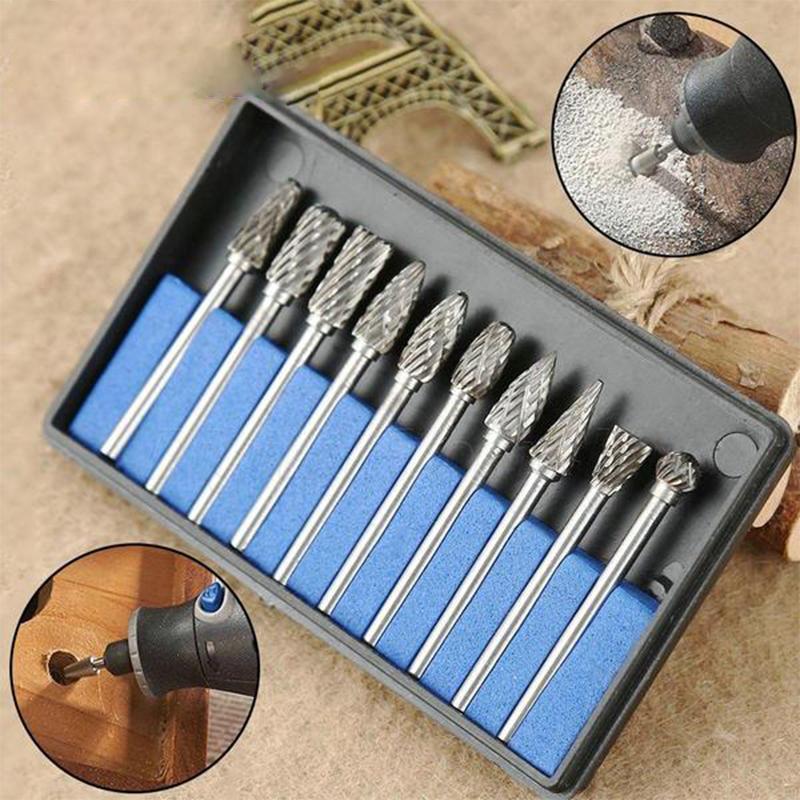 Precise Tungsten Steel Grinding Heads (10 Pieces)