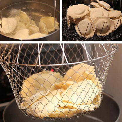 Flexible Stainless Steel Strainer Basket for Cooking & Deep - Frying