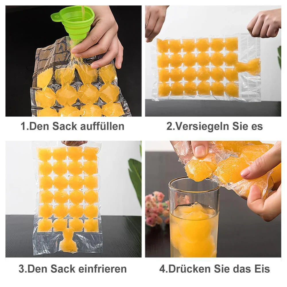 Ice Cube Bag with Self - Closing Fastener