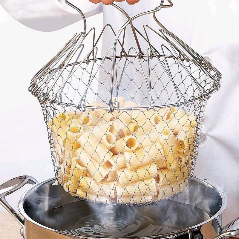 Flexible Stainless Steel Strainer Basket for Cooking & Deep - Frying