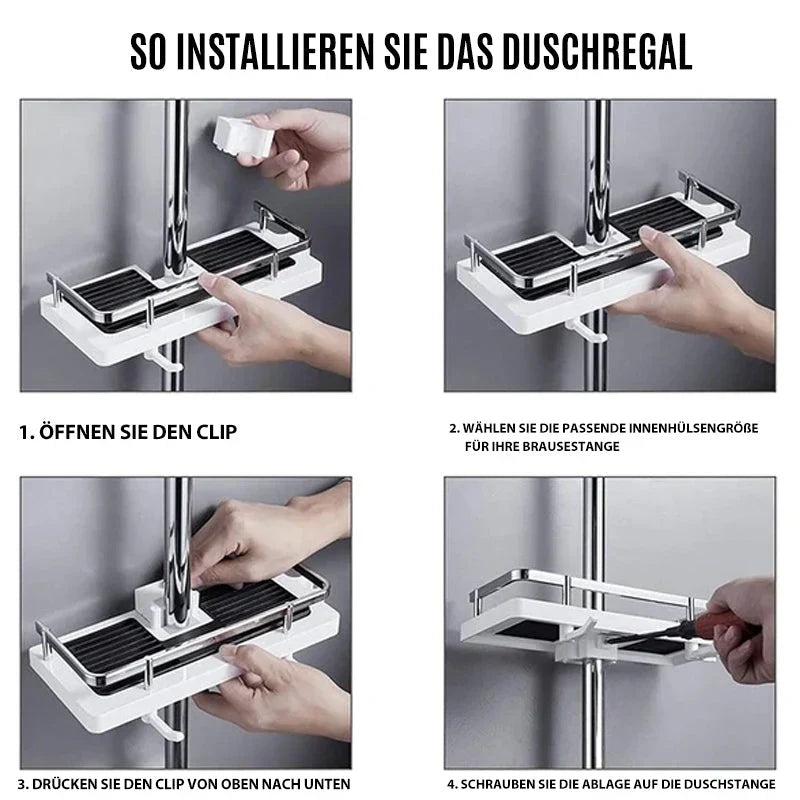 Adjustable Shower Shelf for Bar Mounting