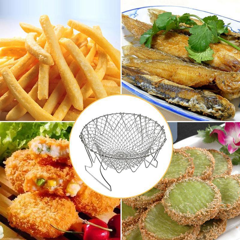 Flexible Stainless Steel Strainer Basket for Cooking & Deep - Frying