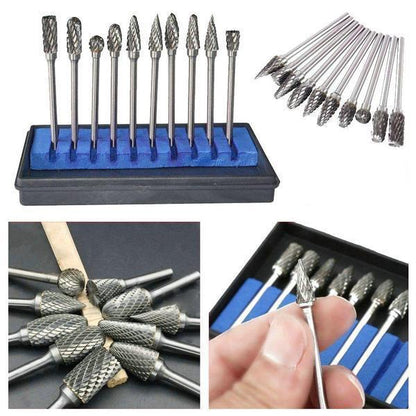 Precise Tungsten Steel Grinding Heads (10 Pieces)