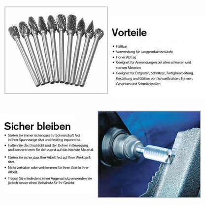 Precise Tungsten Steel Grinding Heads (10 Pieces)