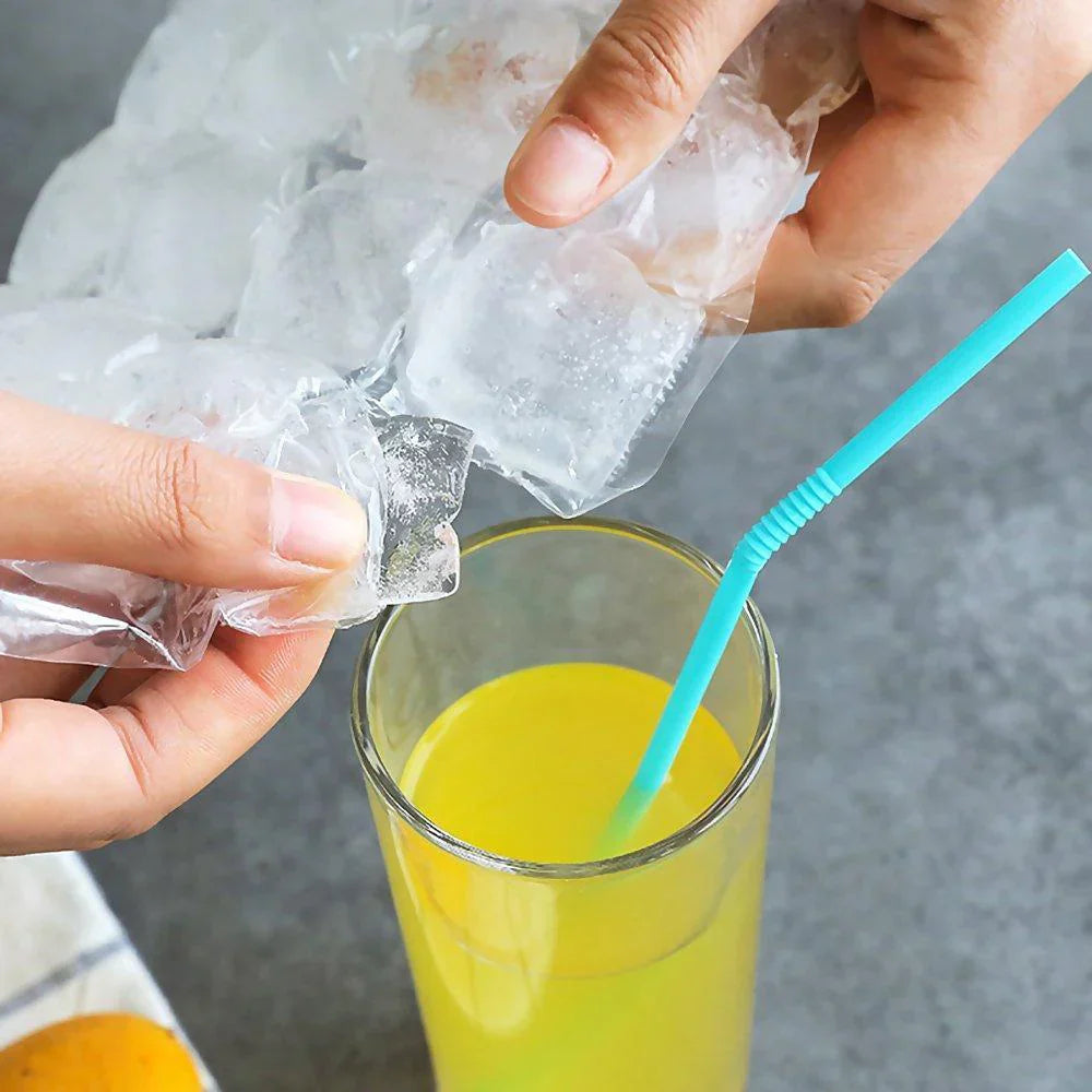 Ice Cube Bag with Self - Closing Fastener