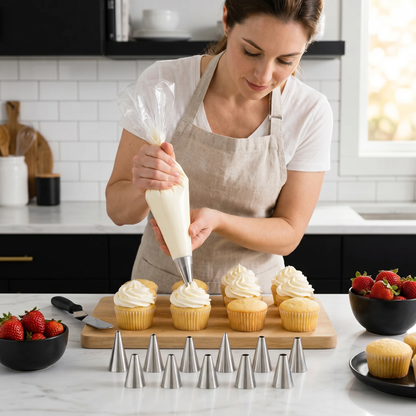 12-Piece Piping Tip Set – Precision Decorating for Cakes, Cupcakes & Macarons