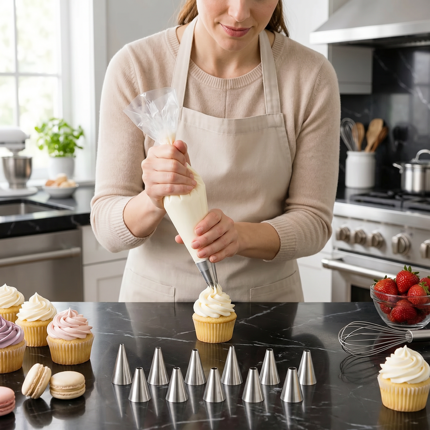 12-Piece Piping Tip Set – Precision Decorating for Cakes, Cupcakes & Macarons
