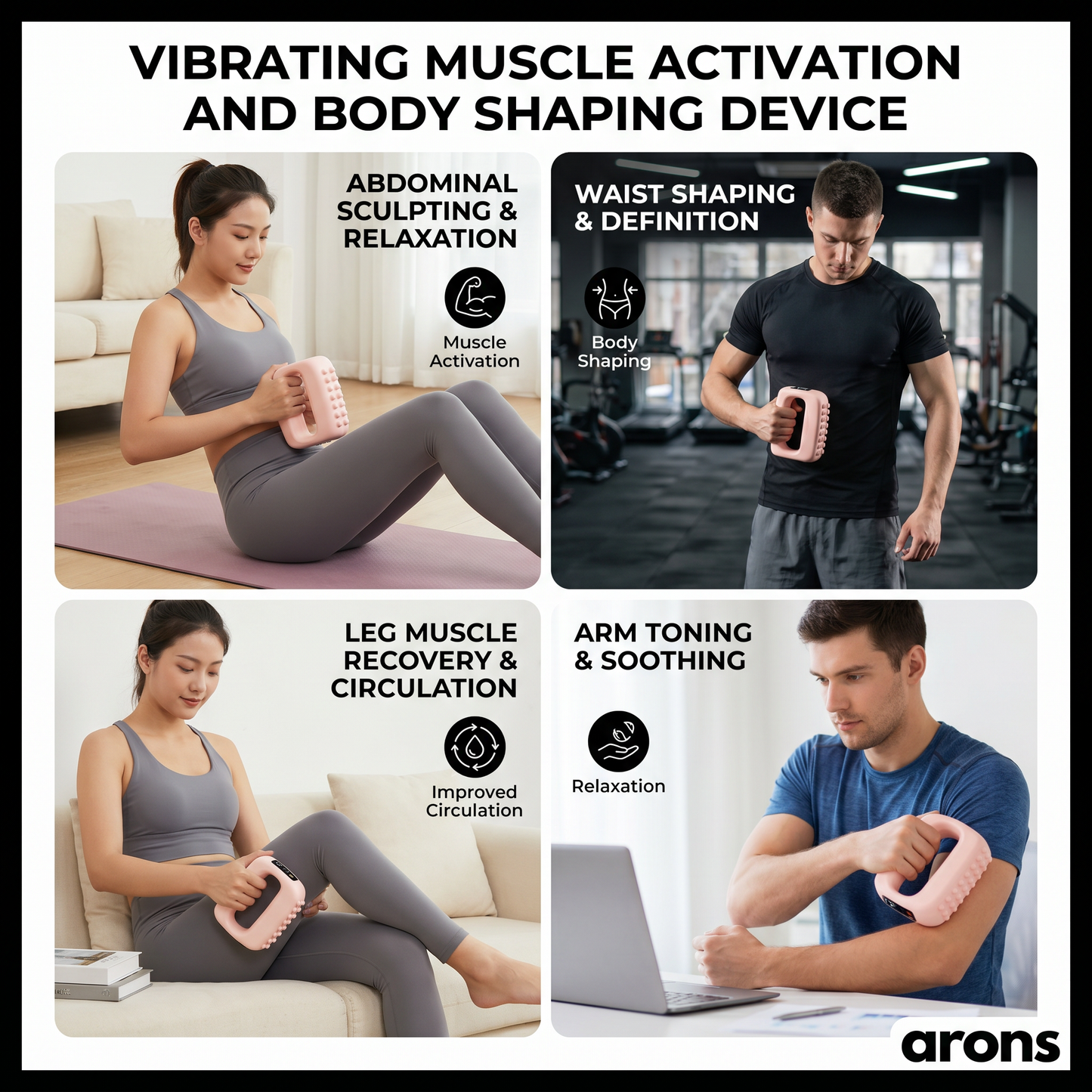 Fascia Massage Device – Vibrating Muscle Activation and Body Shaping Device for Abdomen, Waist and Full Body