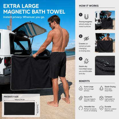 Extra Large Magnetic Bath Towel – Quick-Drying Beach and Bath Towel for Swimming and Outdoor Use