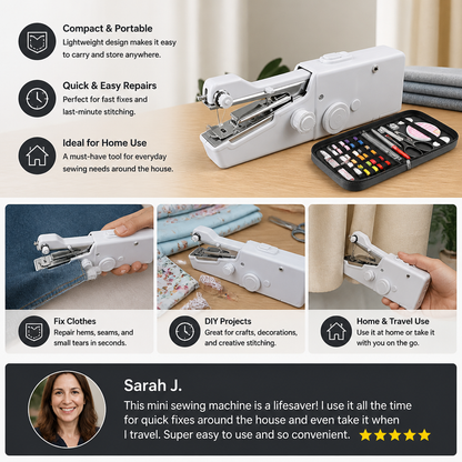 Portable Mini Sewing Machine for Quick Repairs and Home Use