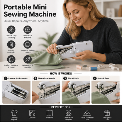 Portable Mini Sewing Machine for Quick Repairs and Home Use