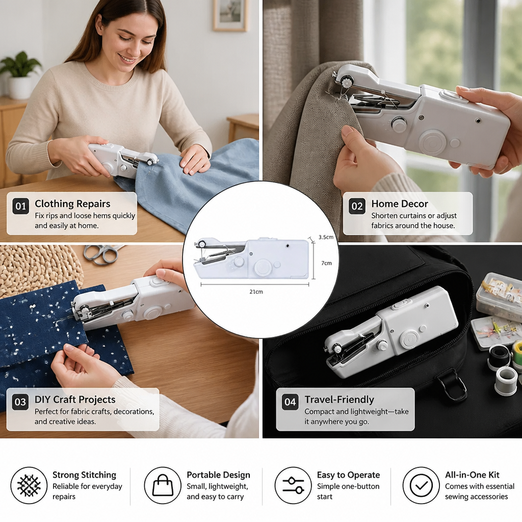 Portable Mini Sewing Machine for Quick Repairs and Home Use