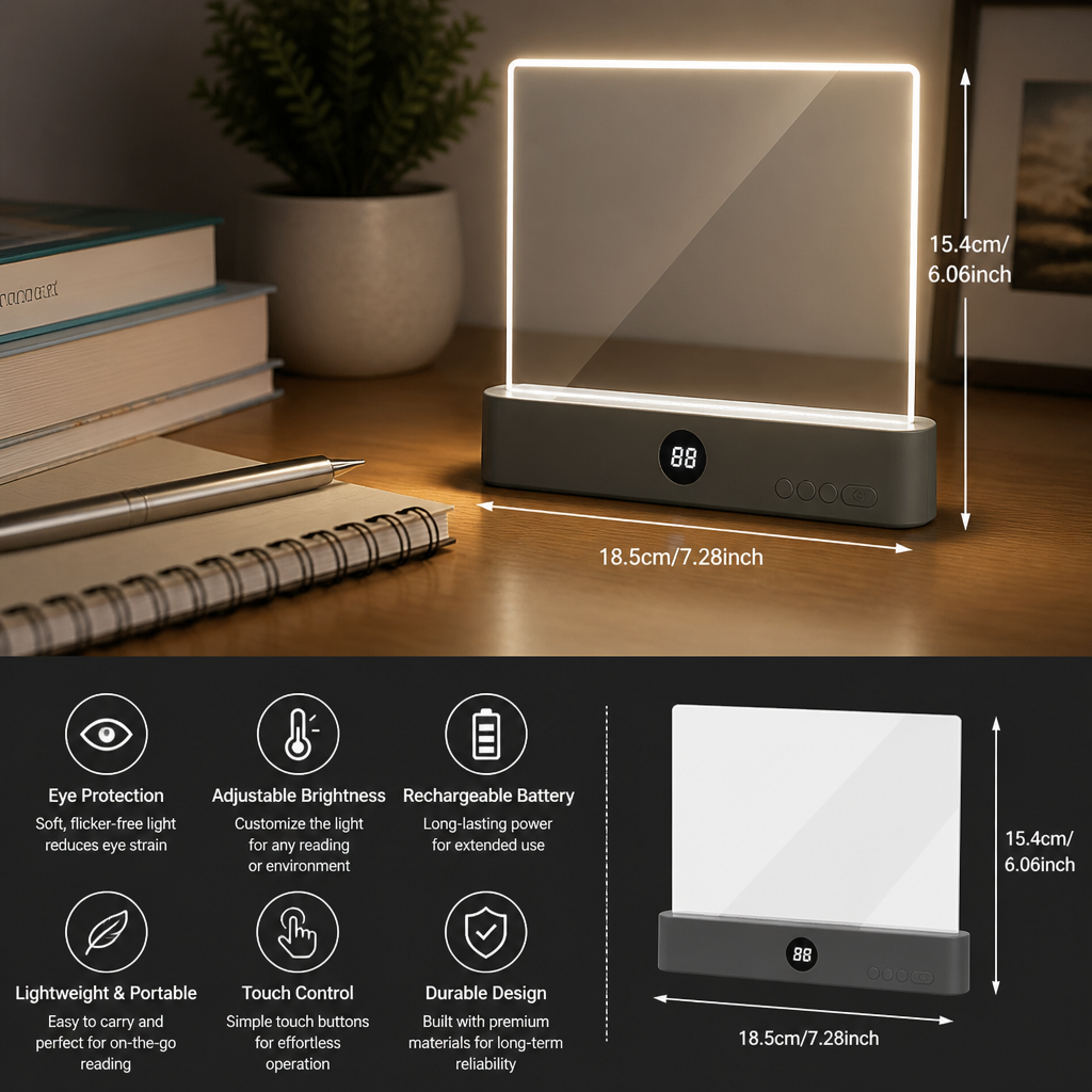 Rechargeable LED Reading Lamp – Portable Book and Night Light for Relaxing and Stress-Free Moments