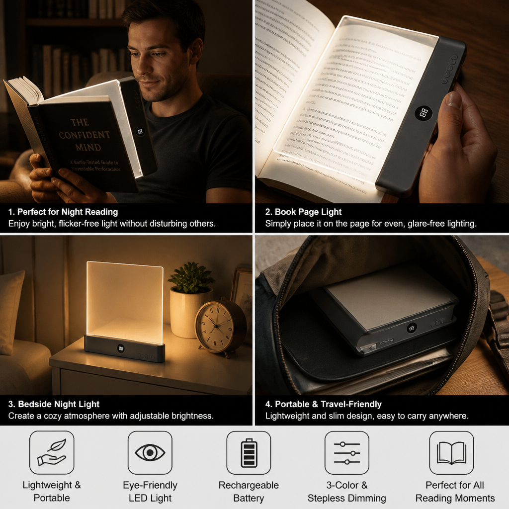 Rechargeable LED Reading Lamp – Portable Book and Night Light for Relaxing and Stress-Free Moments