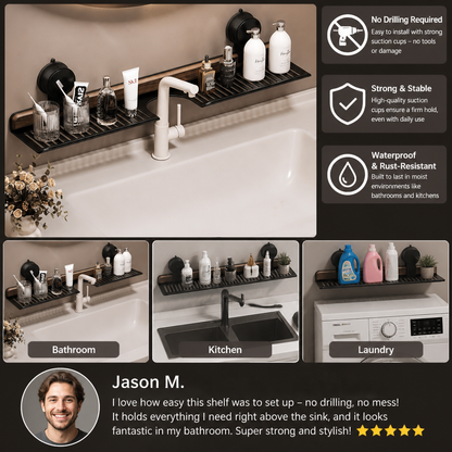 Modern Sink Shelf with Suction Cup – Drill-Free Storage Rack for a Beautiful Home