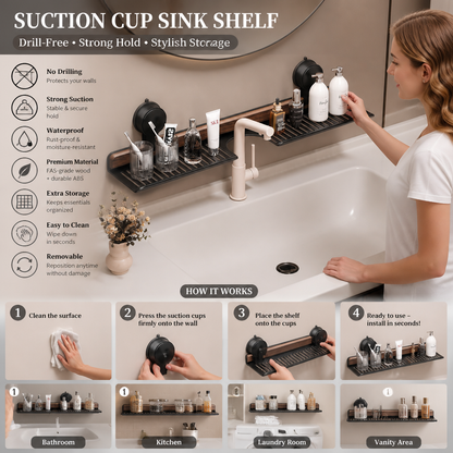 Modern Sink Shelf with Suction Cup – Drill-Free Storage Rack for a Beautiful Home