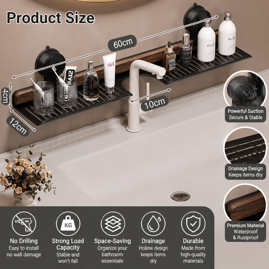 Modern Sink Shelf with Suction Cup – Drill-Free Storage Rack for a Beautiful Home