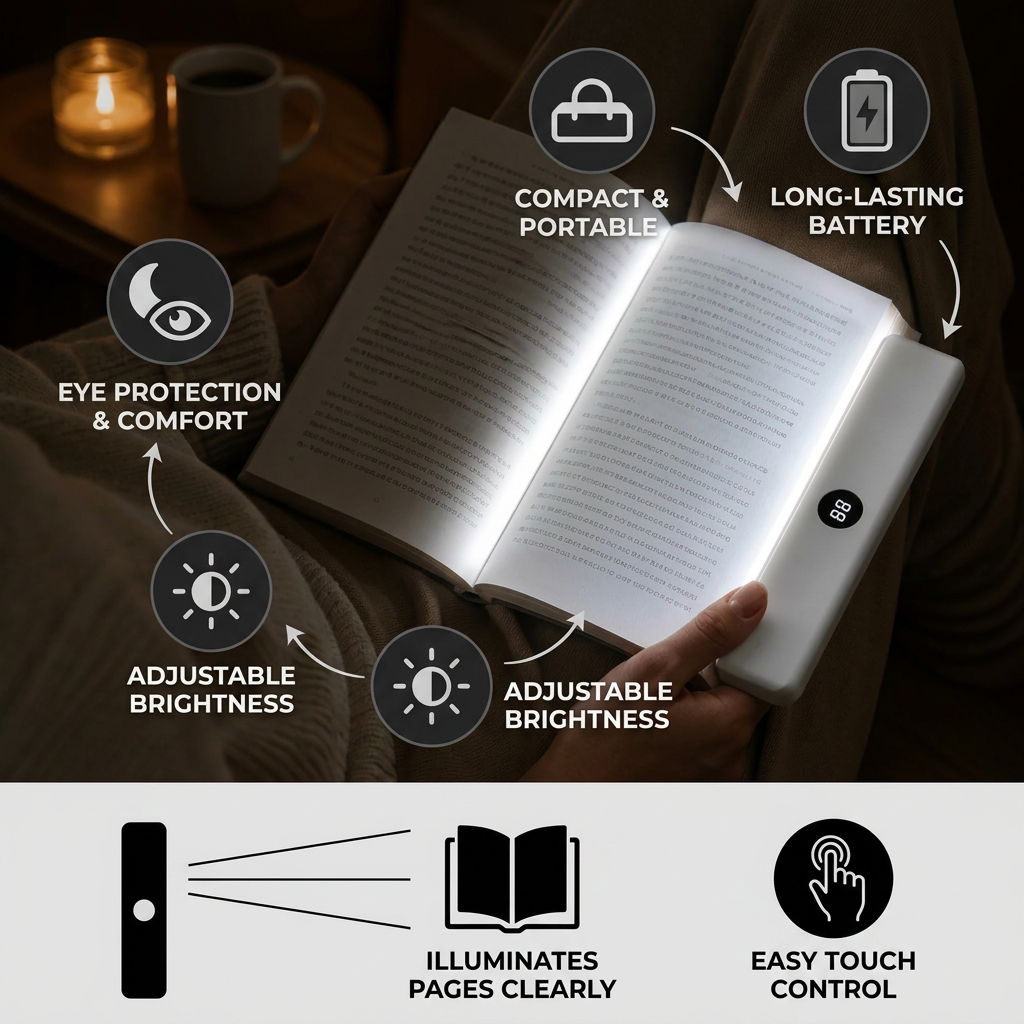 Rechargeable LED Reading Lamp – Portable Book and Night Light for Relaxing and Stress-Free Moments