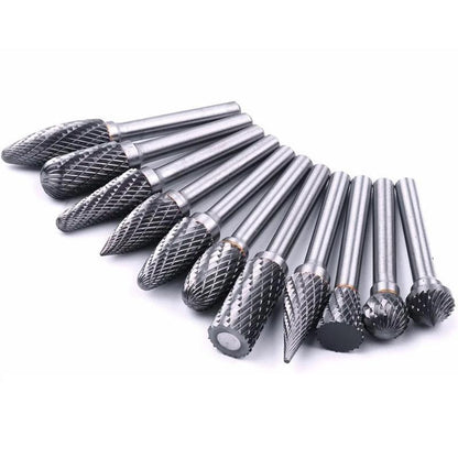 Precise Tungsten Steel Grinding Heads (10 Pieces)