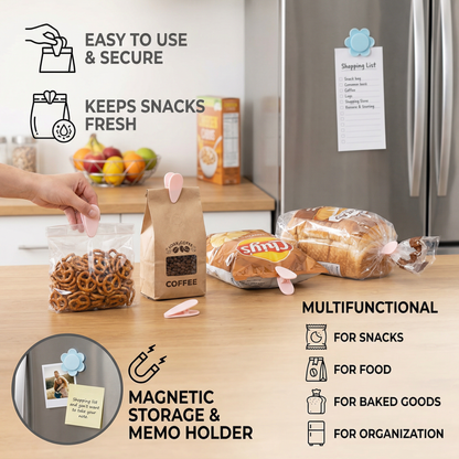 Flower Bag Sealing Clip – For Snacks & Food Storage (4-Pack)