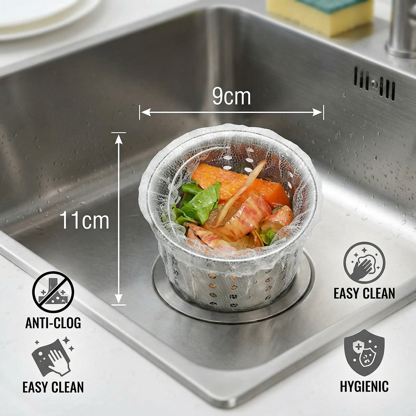 Disposable Sink Strainer Nets – Anti-Clog Mesh for Sink & Drain (200-Pack)