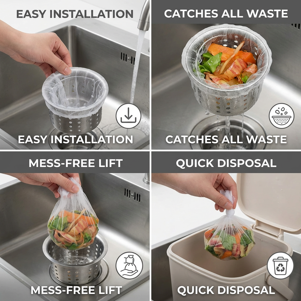 Disposable Sink Strainer Nets – Anti-Clog Mesh for Sink & Drain (200-Pack)