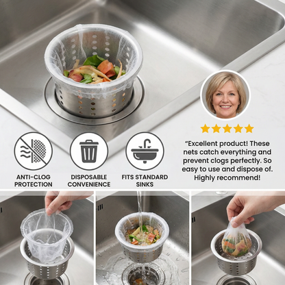 Disposable Sink Strainer Nets – Anti-Clog Mesh for Sink & Drain (200-Pack)