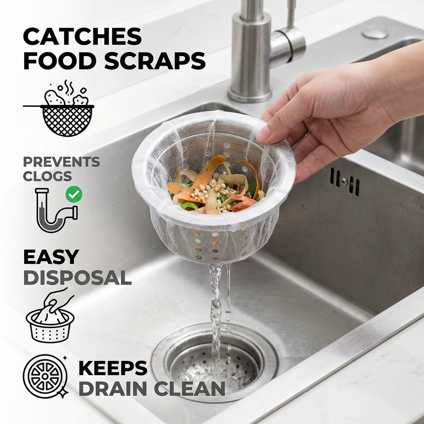 Disposable Sink Strainer Nets – Anti-Clog Mesh for Sink & Drain (200-Pack)