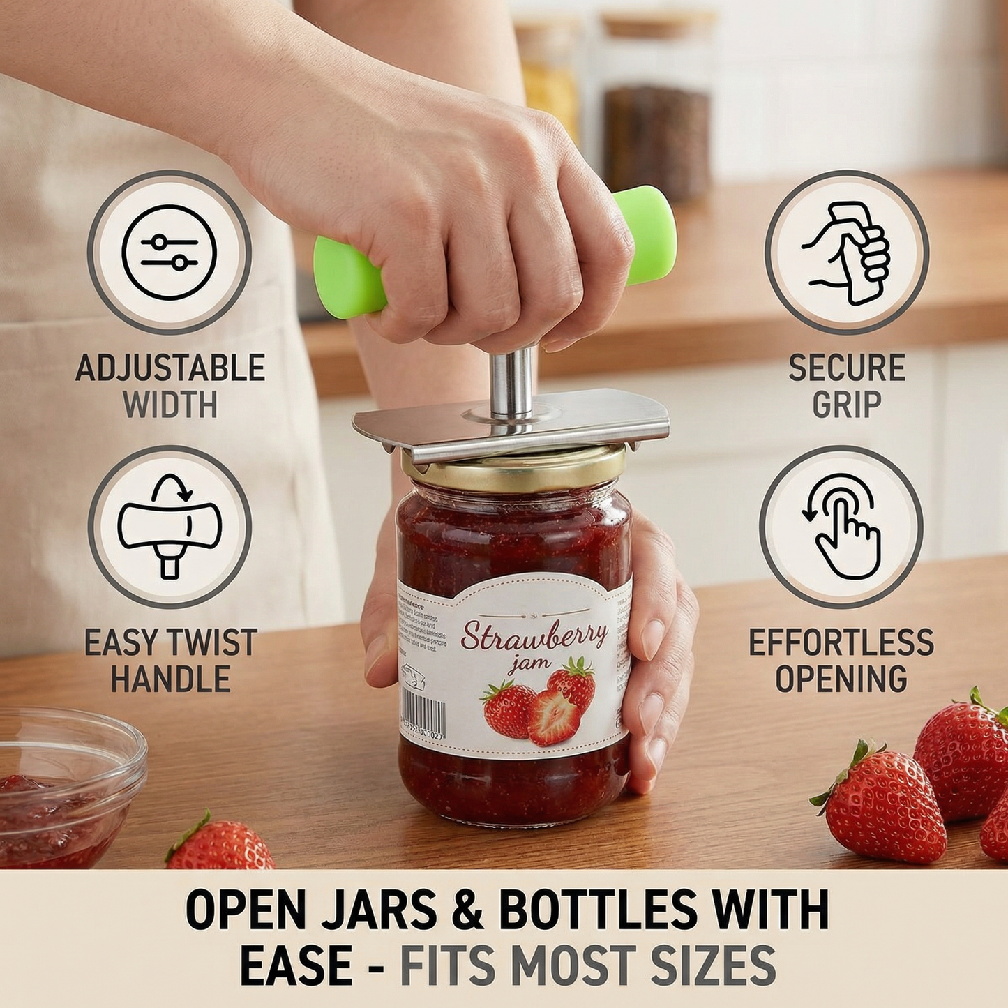 Multi-Function Stainless Steel Can & Bottle Opener – Adjustable & Rotatable