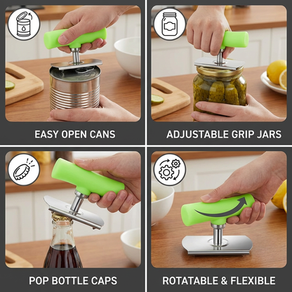 Multi-Function Stainless Steel Can & Bottle Opener – Adjustable & Rotatable
