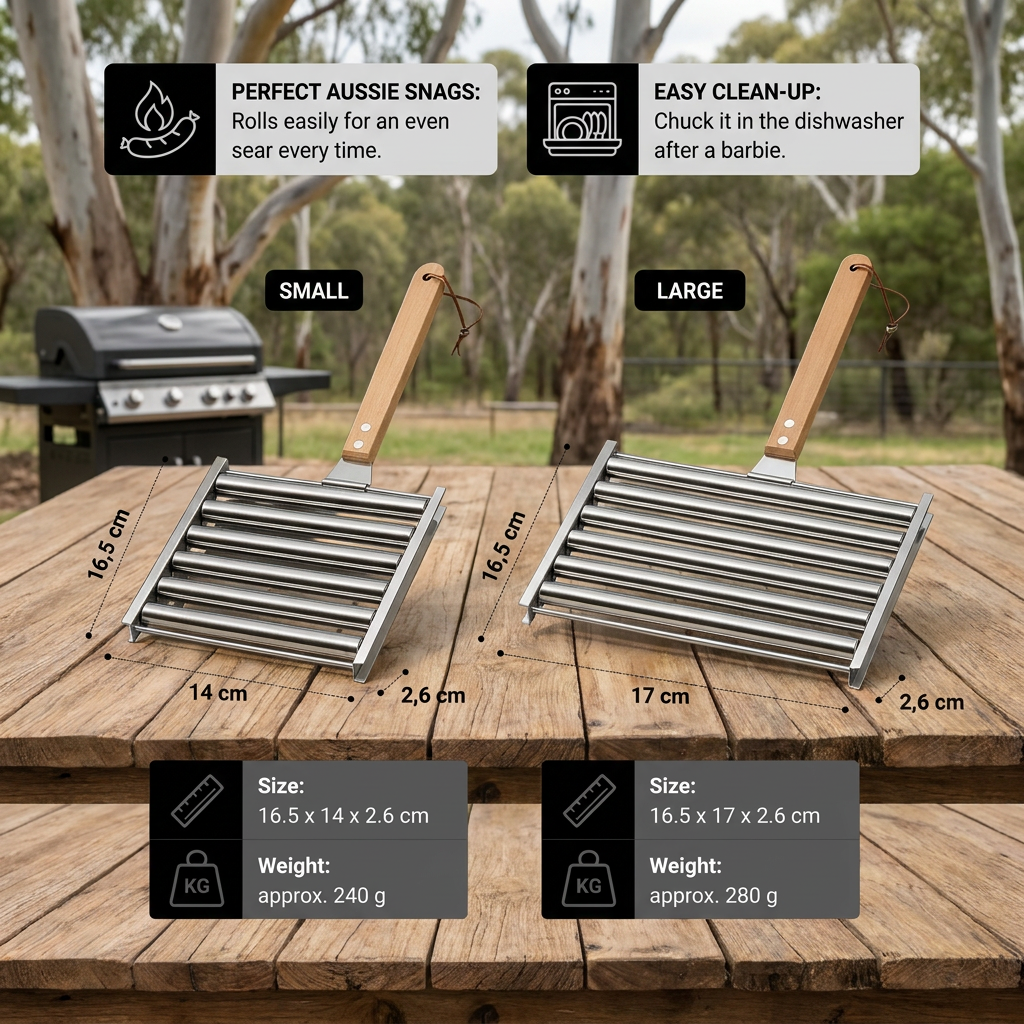 Stainless Steel Sausage Rack – Rollable Grill Holder for Hot Dogs & Sausages