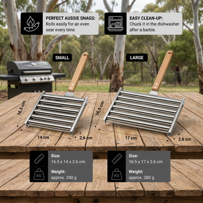 Stainless Steel Sausage Rack – Rollable Grill Holder for Hot Dogs & Sausages