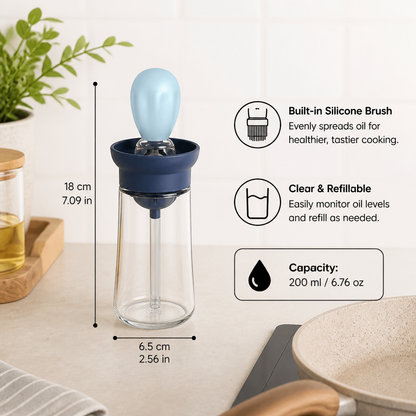 Oil Dispenser with Silicone Brush – Precision Bottle for Cooking, Grilling & Baking