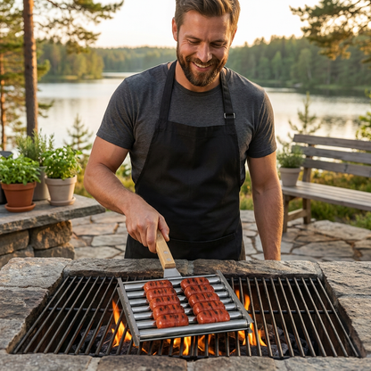 Stainless Steel Sausage Rack – Rollable Grill Holder for Hot Dogs & Sausages