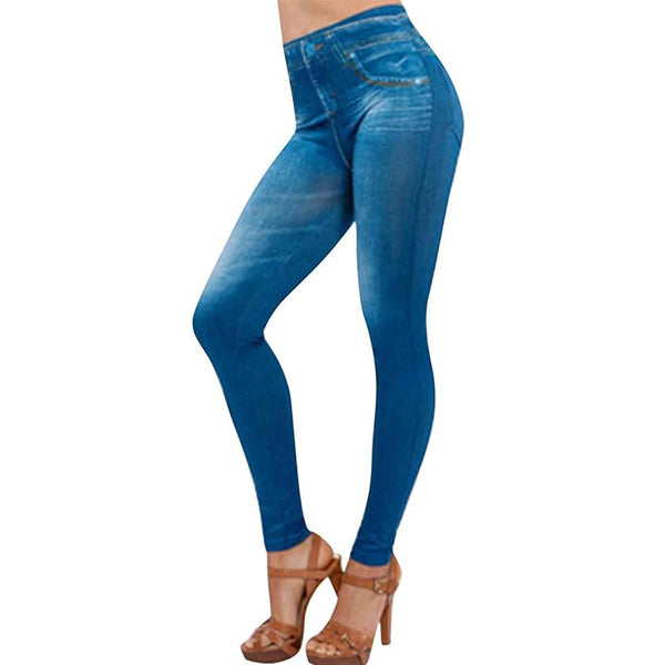 Comfortable Denim Leggings with a High Waistband