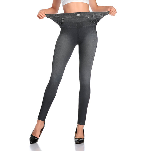 Comfortable Denim Leggings with a High Waistband