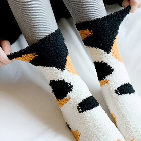 Fluffy Cat Socks with Paws (3 Pcs)