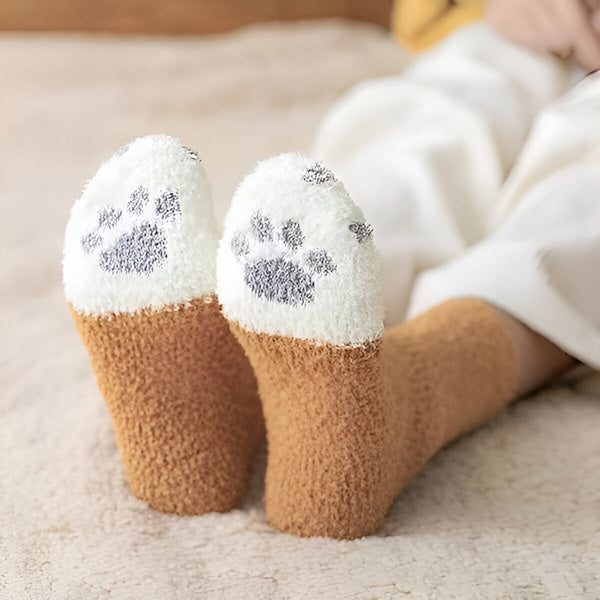 Fluffy Cat Socks with Paws (3 Pcs)