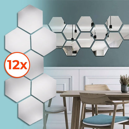 Mirror Wall Stickers with 3d Effect - Elegant Room Design (12 Pieces)
