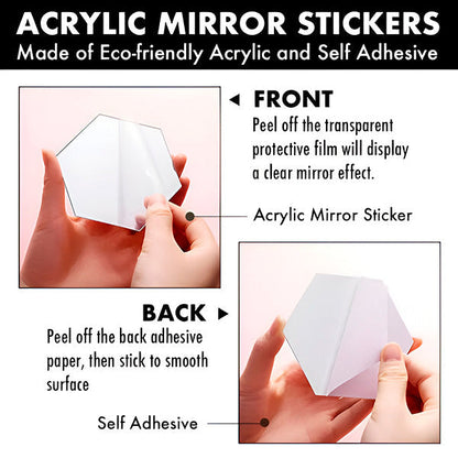 Mirror Wall Stickers with 3d Effect - Elegant Room Design (12 Pieces)