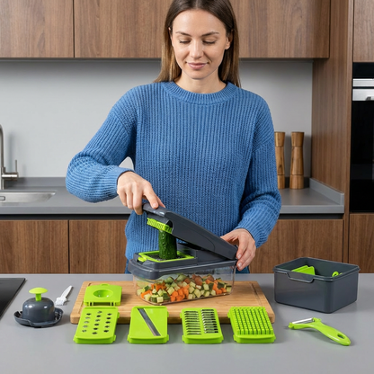 15-in-1 multifunction fruit & vegetable slicer – chop, dice & shred