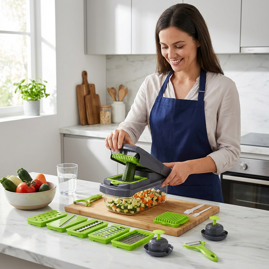 15-in-1 multifunction fruit & vegetable slicer – chop, dice & shred
