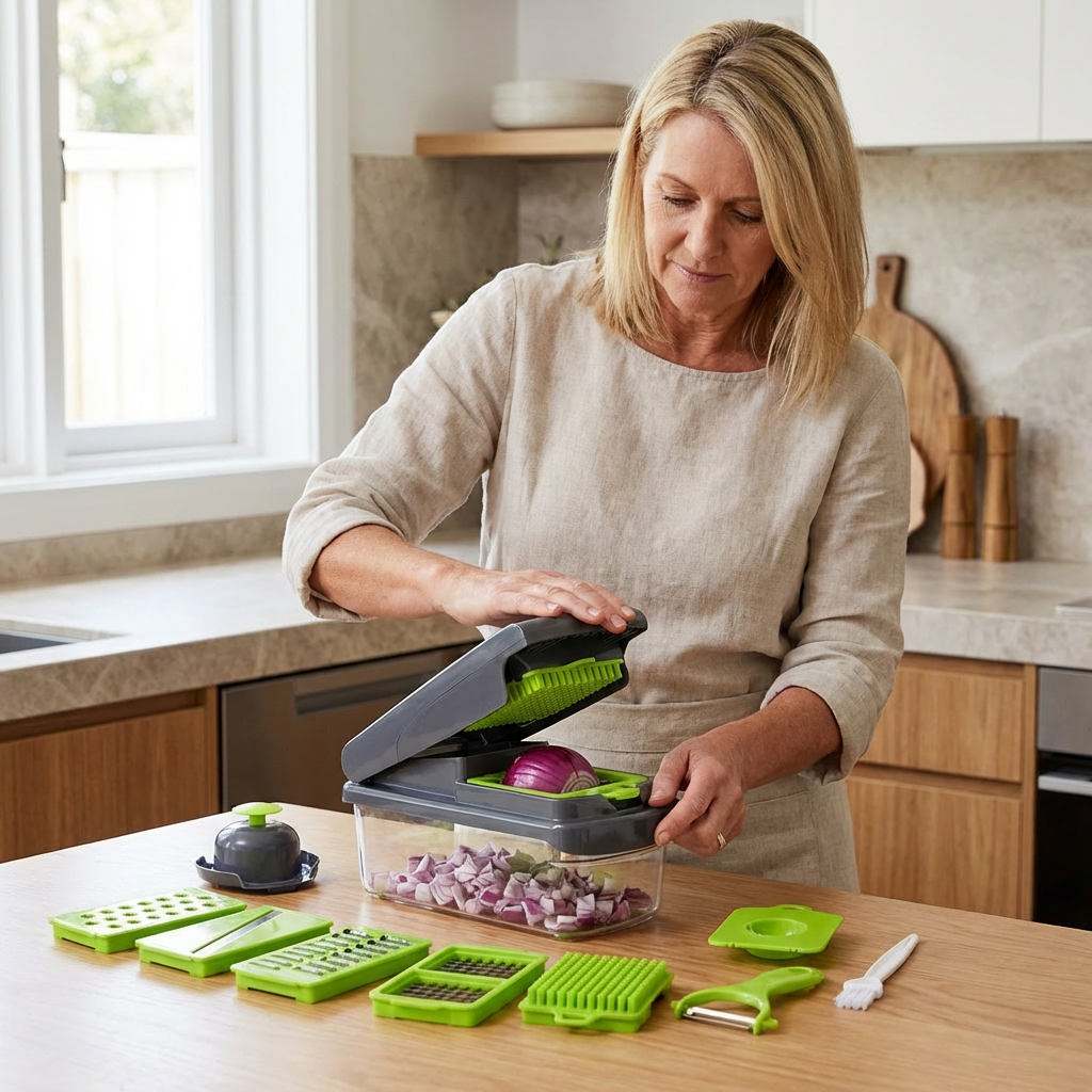 15-in-1 multifunction fruit & vegetable slicer – chop, dice & shred