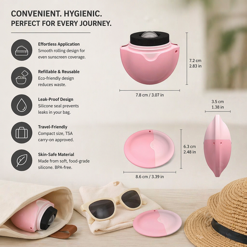 Refillable Sunscreen Roller Applicator – Silicone Lotion Dispenser for Travel