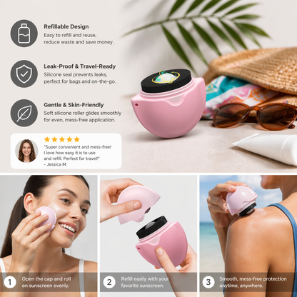 Refillable Sunscreen Roller Applicator – Silicone Lotion Dispenser for Travel